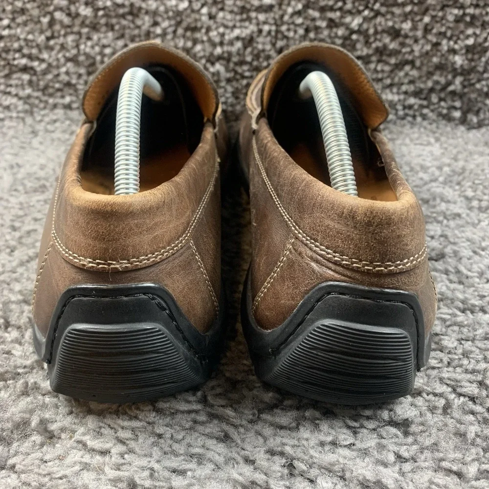 ECCO Mens Casual Dress Shoes Moc Brown Leather Slip On Driver Loafers Size EU 46
